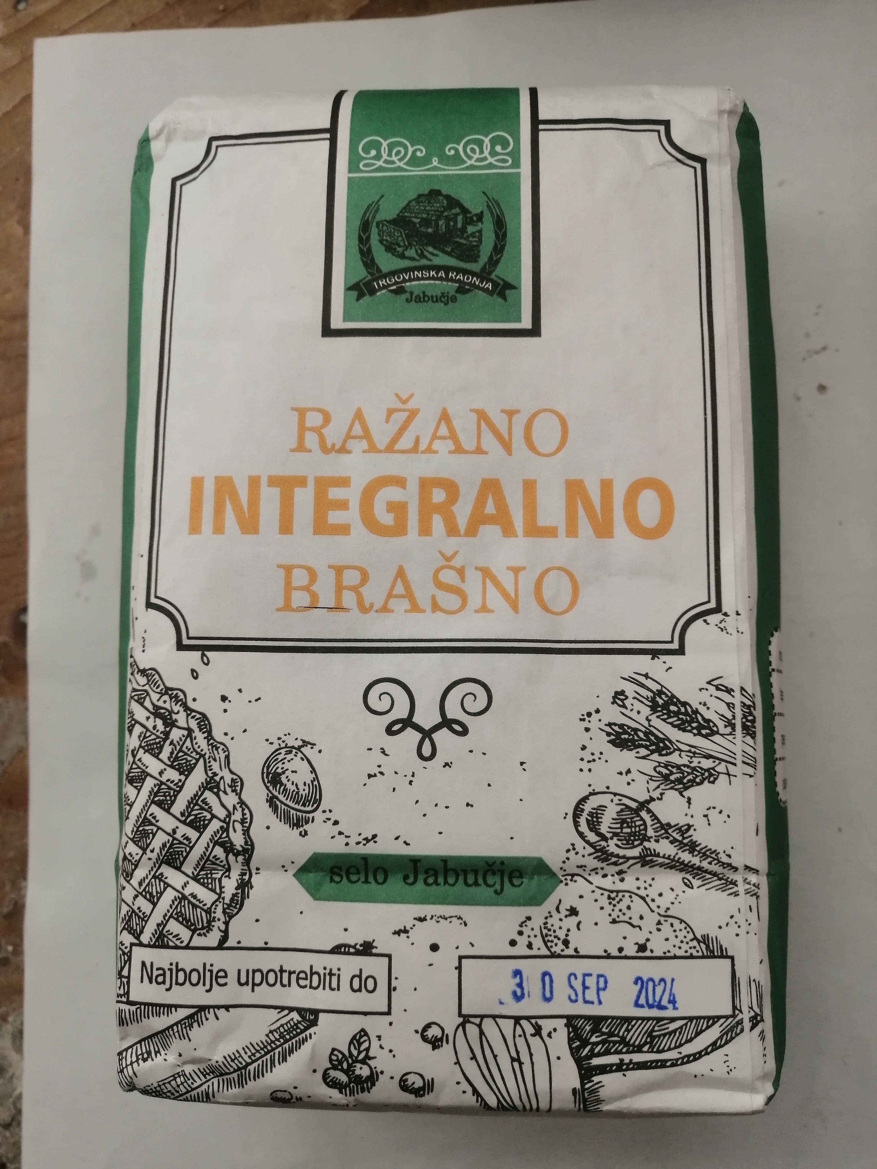 Ražano integralno brašno 1kg.